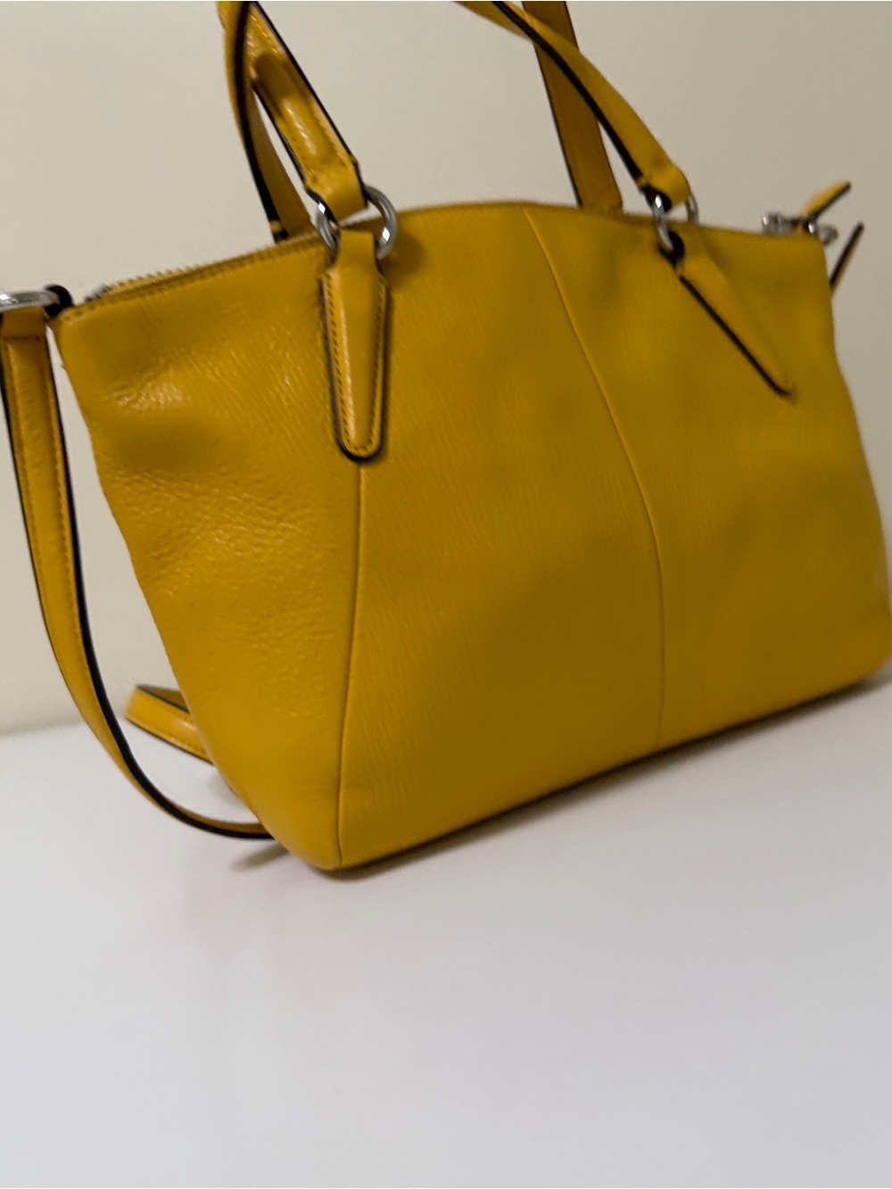 Coach Mini Kelsey Satchel Pebble Leather Mustard Yellow Style# F57563 - Picture 5 of 12